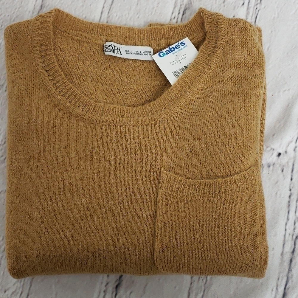 Zara Sweater Light Brown Acrylic/Poly/Wool Blend 36 L Hip Length NWT New - Picture 10 of 10